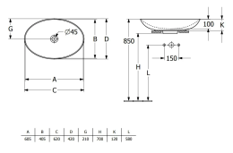Villeroy & Boch Loop&Friends - Aufsatzwaschtisch, 62x42 cm, mit Überlauf, Alpinweiß