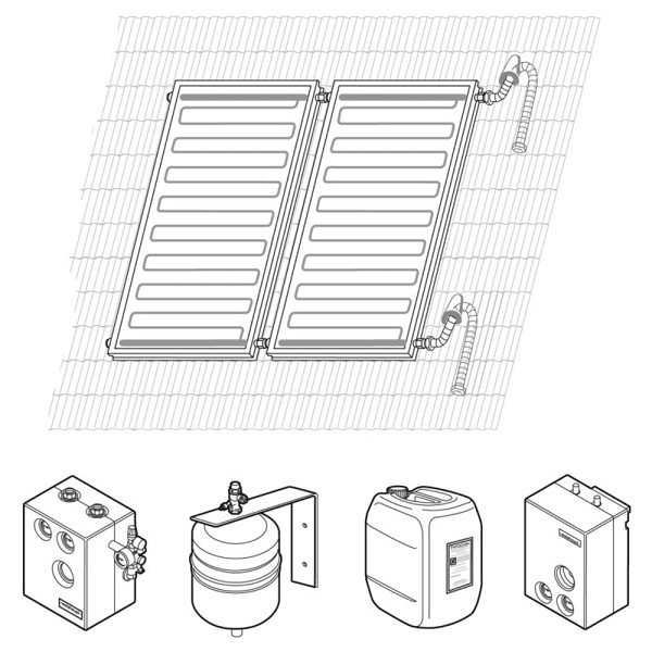 Weishaupt Paket Aufdach vert. 2x1 AV F2 in Verbindung mit Kombispeicher