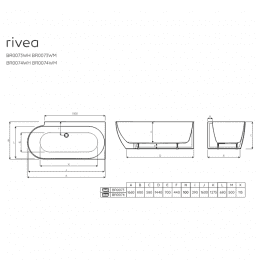 rivea Izumi Eck-Badewanne für individuelle Ab- und Überlaufsysteme 166 x 80 cm