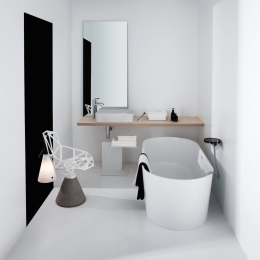 LAUFEN Val Oval-Badewanne freistehend 160x75 cm mit Überlaufspalt, weiß matt