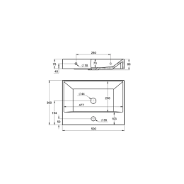 Treos Mineralguss Waschbecken mit Hahnloch 500 x 360 mm