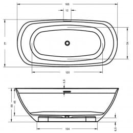 Riho Oval freistehende Badewanne 160x72x56,5 cm weiss seidenmatt