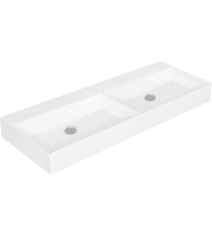 Premium Doppelwaschtisch Elayla 1220x130x450 mm ohne Hahnloch Keramik weiß
