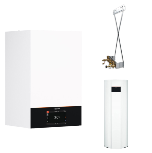 Viessmann Paket Vitodens 300-W B3HH 1,9-25 kW 7" Display, Vitocal 262-A T2H-R290 u. Zubehör