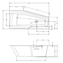 Riho Rethink Space Raumsparbadewanne weiß glanz