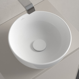 Villeroy & Boch Artis Aufsatzwaschbecken, Durchmesser 33 cm, ohne Überlauf, CeramicPlus, alpinweiß