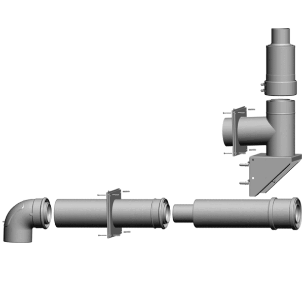WOLF Anschluss-Set DN80/125 - C53x DN80/125 an der Fassade, raumluftunabh.