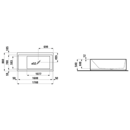 LAUFEN Kartell Rechteckbadewanne 170 x 86 cm, freistehend mit Kopfende links, weiß-matt