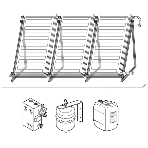 Weishaupt Paket Flachdach vertikal 3x1 FV 45° F2, Solarsystem