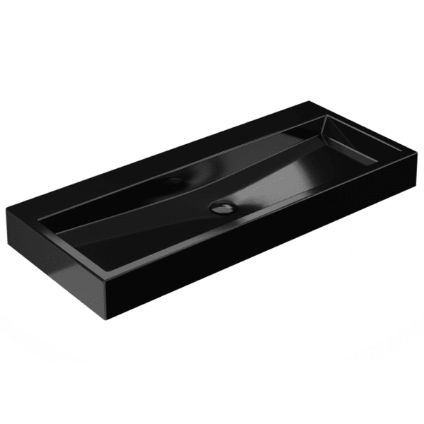 Treos Black Series Mineralguss Waschbecken ohne Hahnloch 1000 x 420 mm schwarz glanz