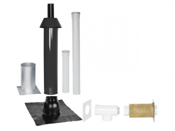 SKOBERNE Grundpaket Unifix 165, Schrägdach, 5° - 25°, DN 80/125 schwarz,1,0m