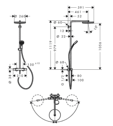 Hansgrohe Pulsify S Puro Aufputz-Duschsystem mit Thermostat schwarz matt