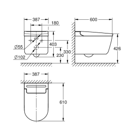 Grohe Sensia Wand-Dusch-WC mit PowerFlush Triple Vortex, mit WC-Sitz mit GROHE HyperClean, weiß
