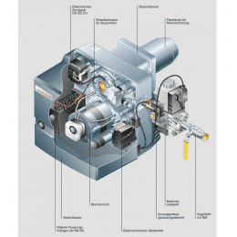 Weishaupt Gasbrenner WG10F/0-D ZM-LN Armaturen R1/2, W-MF 055, 12,5-50 kW