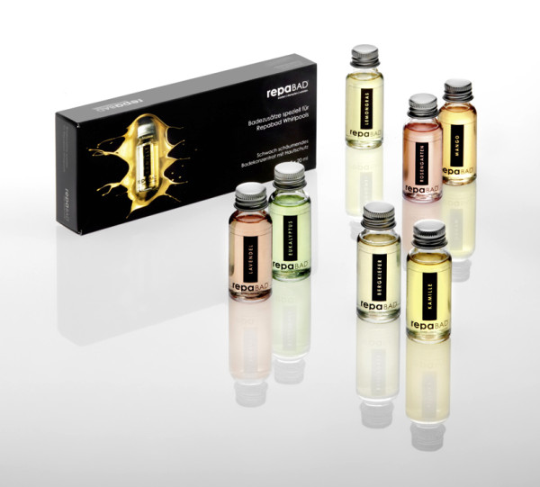 repaBAD Probierset Badezusätze – 7 Duftvarianten à 20 ml für Whirlpools und Badewannen
