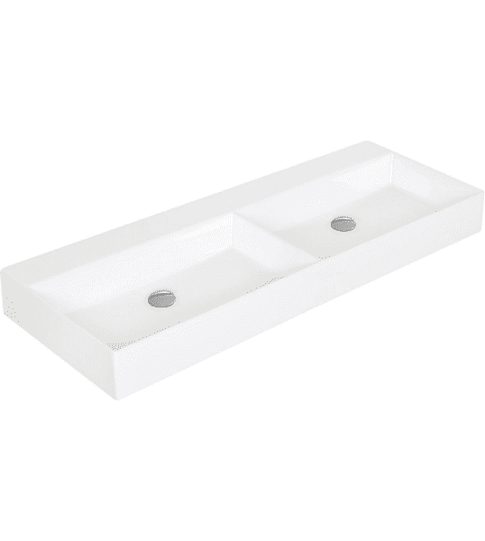 Premium Doppelwaschtisch Elayla 1220x130x450 mm ohne Hahnloch Keramik weiß