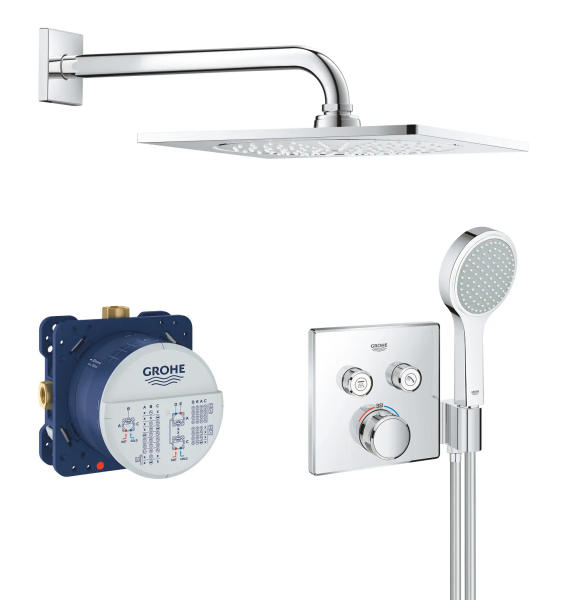 Grohe Grohtherm SmartControl - Duschset Perfect mit Thermostatarmatur - Unterputz, 2 Ströme, verchro