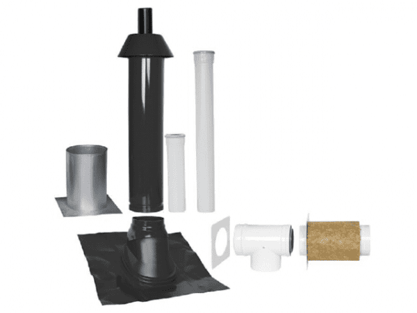 SKOBERNE Grundpaket Unifix 165, Schrägdach, 25° - 45°, DN 80/125 schwarz,1,0m