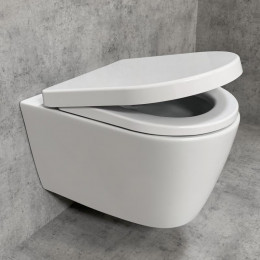 PREMIUM 100 Wand-Tiefspül-WC-SET mit Montagezubehör, spülrandlos, oval, mit WC-Sitz