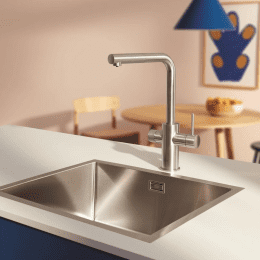 Grohe Blue Pure Spültischarmatur Minta mit Filterfunktion und ausziehbarer Brause, Supersteel