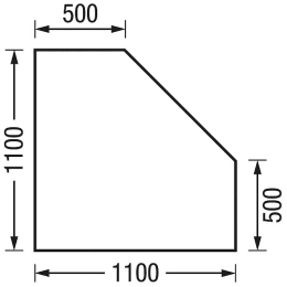 Oranier Bodenplatte Eckmodell B5 aus Glas 6 mm, 1.100 x 1.100 mm, für Kaminofen
