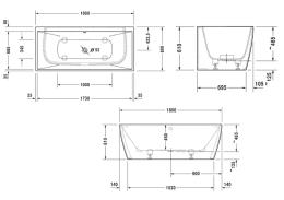 Duravit DuraSquare Vorwand-Badewanne, mit Schürze 800x800 mm weiß matt