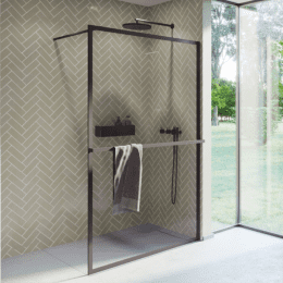 Riho Lucid GD400 Duschwand aus Klarglas für Walk-In-Dusche schwarz matt