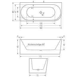 Repabad Livorno Oval F Raumspar-Badewanne mit Verkleidung