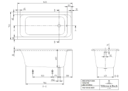 Villeroy & Boch Architectura Solo Rechteck-Badewanne, Einbau 140x70 cm weiß