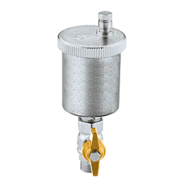 CALEFFI Solar-Schnellentlüfter Typ 250, DN10(3/8") AG mit Absperrkugelhahn, Messing verchromt