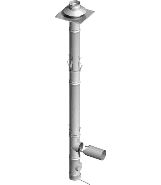 Einwandiges Edelstahl-Abgassystem DN 180 mm Grundpaket Höhe ca. 6 m