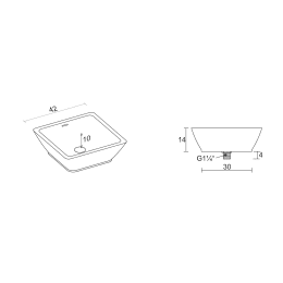 Riho Avella Aufsatzwaschtisch eckig 42x42x14cm aus Solid Surface weiß matt