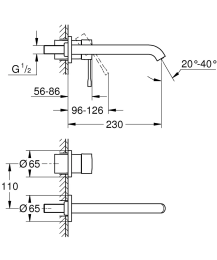 Grohe Essence Unterputz-Waschtischarmatur, 2-Loch-Montage, Chrom Grohe Essence Unterputz-Waschtischarmatur, 2-Loch-Montage, Chrom