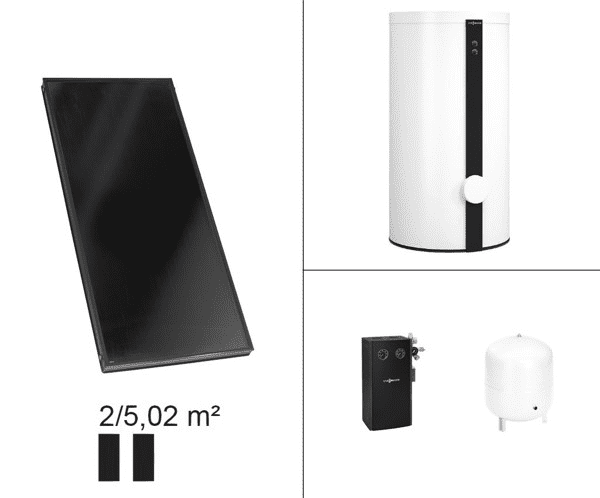 Viessmann Paket Vitosol 200-FM SV2F, 4,6m², TW Vitocell 100-B 400l CVB vitopearlwhite