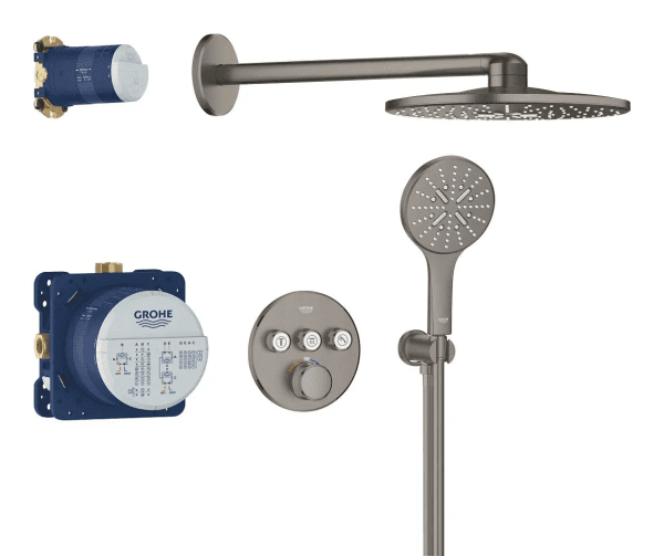 Grohe Grohtherm SmartControl Unterputz-Duschsystem mit Thermostat mit EcoJoy, hard graphite gebürste