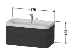 Duravit Happy D.2 Plus Schrank mit Waschbecken 48x98x49 cm, 2 Schubladen, weiß Hochglanz