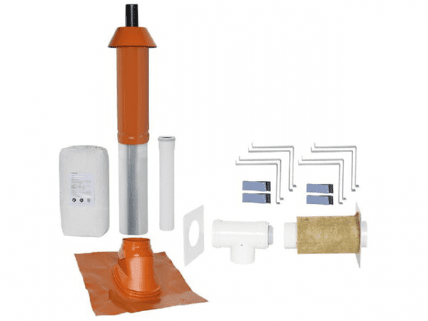 SKOBERNE Grundpaket Porifix, Schrägdach 35° - 55°, DN 80/125 rot, 0,4m