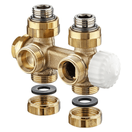 IMI HEIMEIER Ventilblock IMI Multilux 4-Set DX, Zwei-und Einrohrbetrieb, DN20(3/4"), weiß RAL 9016