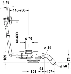 Duravit Universal Ab- & Überlaufgarnitur Komplett-Set chrom