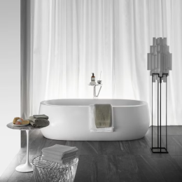 Laufen Il Bagno Alessi One Freistehende Badewanne 183x87 cm, mit LED-Beleuchtung weiß matt