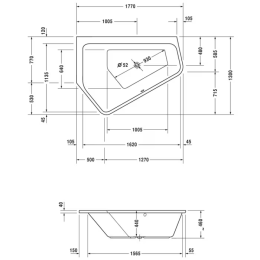 Duravit Paiova 5 Asymetrische Badewanne 177x130 cm, links, weiß