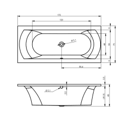 Riho Lima Rechteck-Badewanne, glänzend weiß