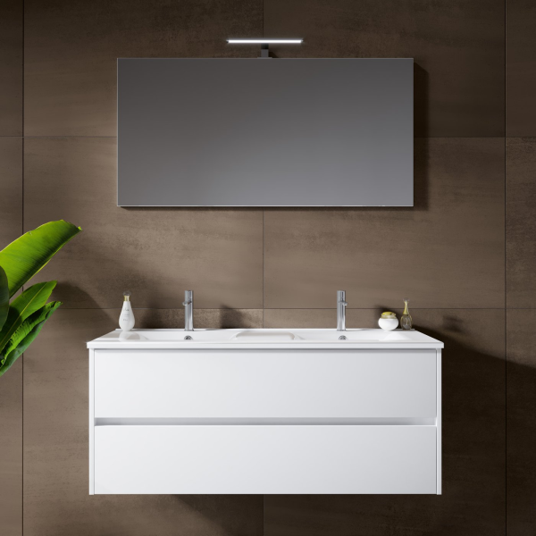 Riho Porto Wave 120 x 46 cm Waschtisch mit Waschtischunterschrank und LED-Spiegel