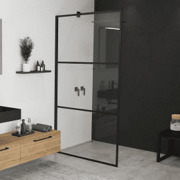 Riho Grid 400 Duschwand aus Klarglas für Walk-In-Dusche schwarz matt, Höhe 200 cm