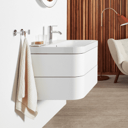 Duravit Happy D.2 Plus Schrank mit Waschbecken 48x78x49 cm, 2 Schubladen, weiß Hochglanz