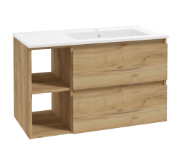 kielle Nefia - Schrank mit Waschbecken 90 cm, rechte Ausführung, goldene Eiche
