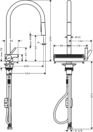 Hansgrohe Aquno Select M81 Küchenarmatur, ausziehbar, schwenkbar edelstahl gebürstet