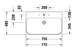 Duravit Happy D.2 Plus Schrank mit Waschbecken 48x78x49 cm, 2 Schubladen, weiß Hochglanz