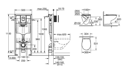 Grohe Solido Wand-WC Set, SoftClose, Betätigungsplatte Even, Chrom Grohe Solido Wand-WC Set, SoftClose, Betätigungsplatte Even, Chrom