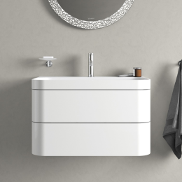 Duravit Happy D.2 Plus Schrank mit Waschbecken 48x78x49 cm, 2 Schubladen, weiß Hochglanz
